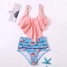 Swimsuit for Women Two Pieces Bathing Suits Top Ruffled Racerback with High Waisted Bottom Tankini Set Pink B07PVTX2FF